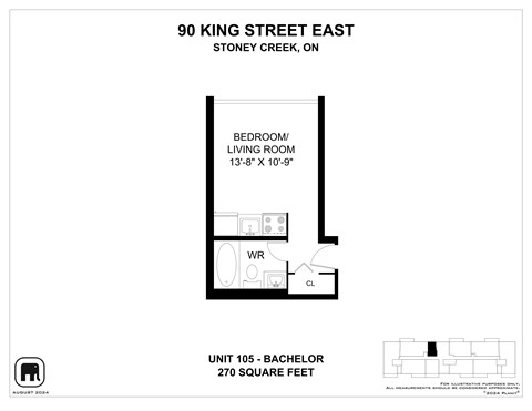 Floor plan for studio, 1 bath